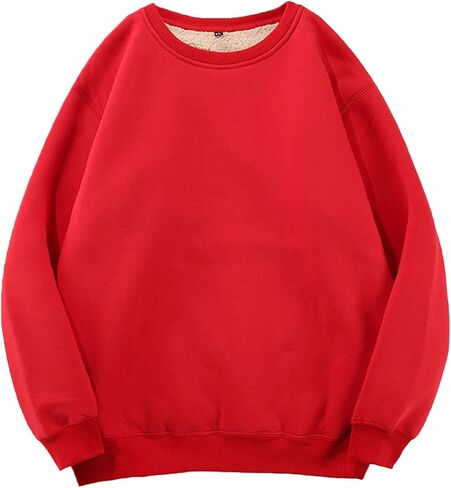 Flygo Men's Winter Warm Sherpa Lined Crewneck Sweatshirt Fleece Pullover Tops in Saudi Arabia