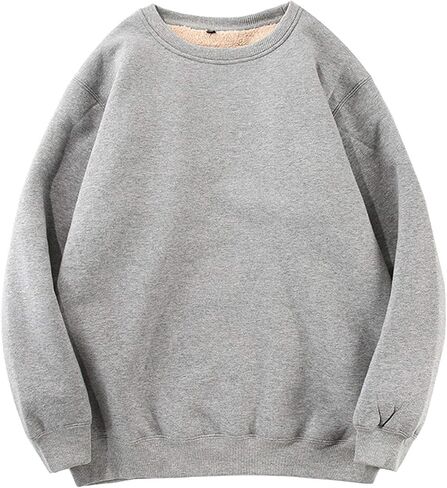 Flygo Men's Winter Warm Sherpa Lined Crewneck Sweatshirt Fleece Pullover Tops in Saudi Arabia