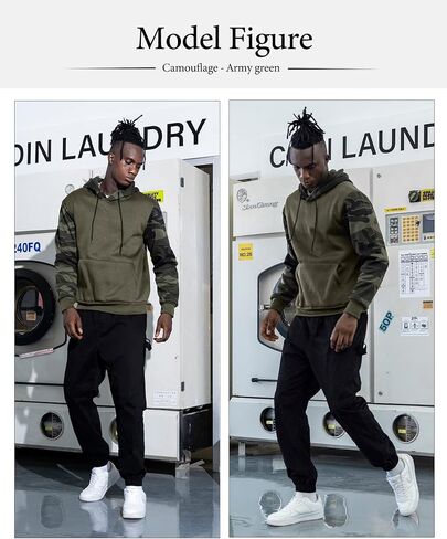 CALUOMATT Men's Sweatshirt Hipster Long Sleeve Drawstring Hooded Pullover Hoodies in Kuwait