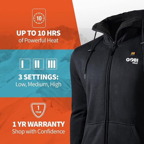 Ridge Men’s Heated Hoodie - 10 hrs of Heat | With Battery & Charger | Machine Washable in Saudi Arabia