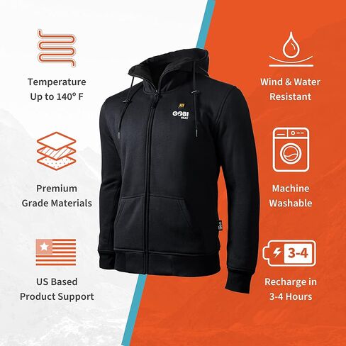 Ridge Men’s Heated Hoodie - 10 hrs of Heat | With Battery & Charger | Machine Washable in Saudi Arabia