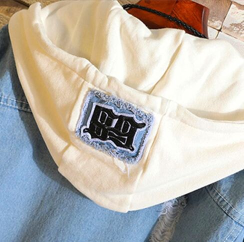 Unisex Anime Denim Top Jacket Halloween Cosplay Denim Jacket Hooded Sweatshirt Colorful Print Pattern Hole Trucker Cowboy in Saudi Arabia