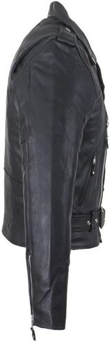 Excelsior Men's Classic Belt Style Full Sleeves Soft Leather Vest Motorcycle Biker Jacket For Men in Kuwait