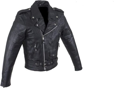 Excelsior Men's Classic Belt Style Full Sleeves Soft Leather Vest Motorcycle Biker Jacket For Men in Kuwait
