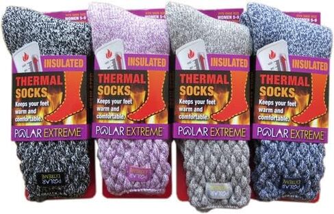 Polar Extreme Thermal Extra Heavy Acrylic Winter Marled Knit Top Socks Matching 2-Pack Random in Saudi Arabia