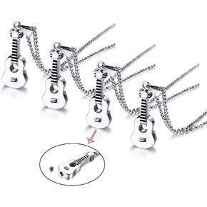 VNOX Keepsake Memorial Jewelry Stainless Steel Guitar Shape Cremation Ash Urn Pendant Necklace for Unisex