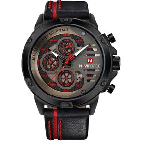 NAVIFORCE Sport Military Watches for Men Waterproof Watch Analog Quartz Leather Band Date Calendar Clock Wristwatch