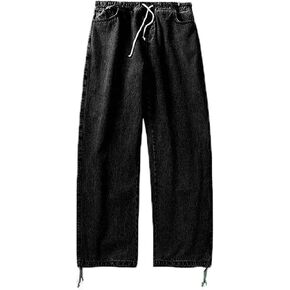 Andongnywell Men Slim Stretch Loose Fitting Straight Jeans Wide Leg Trousers Straight Leg Fashion Denim Pants with Zip in Saudi Arabia