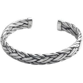 NOVICA Men's Modern Woven .925 Sterling Silver Cuff Bracelet 'Flowing Water' in Saudi Arabia