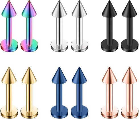 Ruifan 12-20PCS 20G Surgical Steel Labret Monroe Lip Ring Tragus Helix Earring Stud Piercing Jewelry in Saudi Arabia