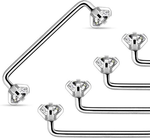 Covet Jewelry Staple Surface Barbell with Internally Threaded Prong Clear Gem 316L Surgical Steel 14 Gauge in Saudi Arabia