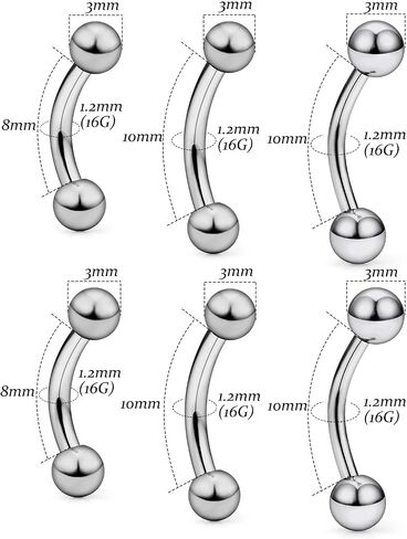 Vsnnsns 16G 14G G23 التيتانيوم Daith Rook حلق ثقب منحني الحديد الحاجب خواتم ثعبان عيون اللسان خواتم ثقب المجوهرات الغضروف الزنمة إلى الأمام اللولب ثقب المجوهرات للنساء الرجال 6 مم - 16 مم in Kuwait