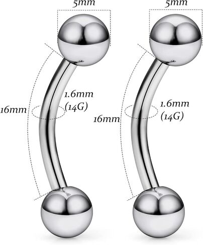 Vsnnsns 16G 14G G23 التيتانيوم Daith Rook حلق ثقب منحني الحديد الحاجب خواتم ثعبان عيون اللسان خواتم ثقب المجوهرات الغضروف الزنمة إلى الأمام اللولب ثقب المجوهرات للنساء الرجال 6 مم - 16 مم in Kuwait