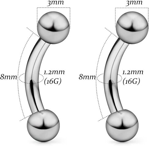 Vsnnsns 16G 14G G23 التيتانيوم Daith Rook حلق ثقب منحني الحديد الحاجب خواتم ثعبان عيون اللسان خواتم ثقب المجوهرات الغضروف الزنمة إلى الأمام اللولب ثقب المجوهرات للنساء الرجال 6 مم - 16 مم in Kuwait