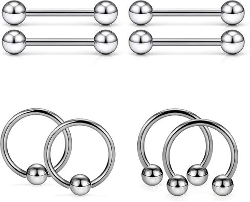 Dyknasz G23 Implant Grade Solid Titanium Externally Threaded Nipple Rings Hoop Straight Barbell Nipple Shield Piercing Jewelry for Women Men in Kuwait