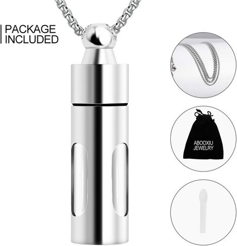 abooxiu Glass Container Urn Necklaces for Ashes Stainless Steel Cremation Jewelry Memorial Pendant Keepsake - Customize Available in Saudi Arabia