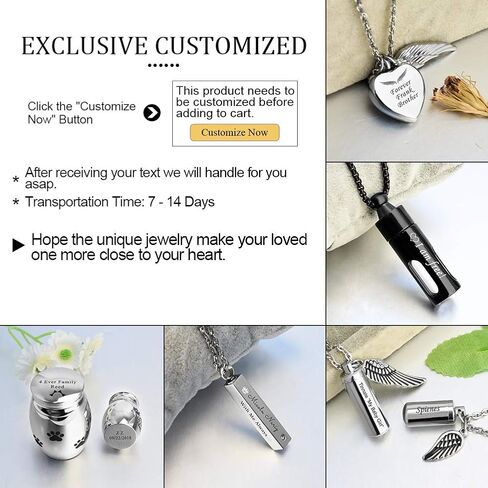 abooxiu Glass Container Urn Necklaces for Ashes Stainless Steel Cremation Jewelry Memorial Pendant Keepsake - Customize Available in Saudi Arabia
