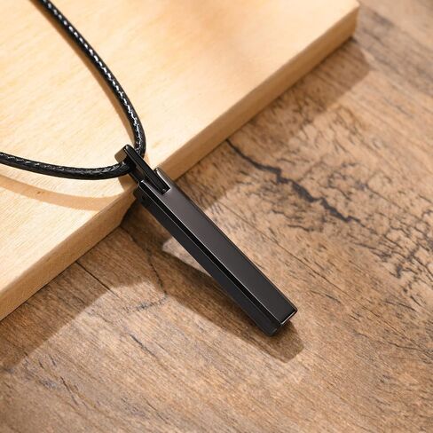 VNOX قلادة شريطية مخصصة عمودية - قلادة مخصصة من الفولاذ المقاوم للصدأ ثلاثية الأبعاد اسم مخصص قلادة قابلة للنقش هدية للرجال والنساء in Kuwait