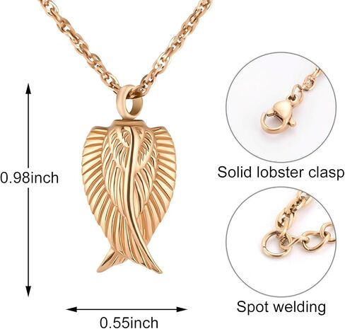 Angel Wing Cremation Necklace for Ashes Memorial Urn Pendant Jewelry for Ashes-I'm here WATCHING over you in Kuwait