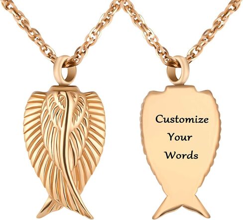Angel Wing Cremation Necklace for Ashes Memorial Urn Pendant Jewelry for Ashes-I'm here WATCHING over you in Kuwait