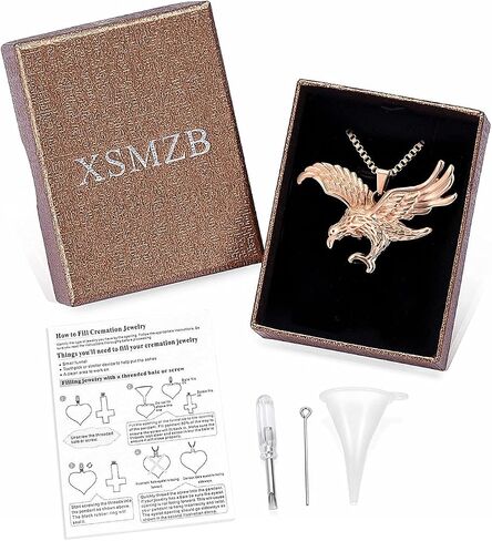 XSMZB Eagle Urn Necklace Stainless Steel Keepsake Ash Jewelry Holder Ashes for Pet Human Memorial Cremation Jewelry for Ashes Pendant Locket for Men Women in Saudi Arabia