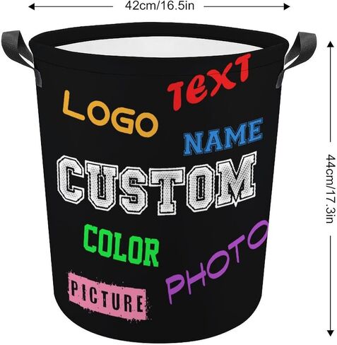 Custom Laundry Basket with Name Photo Personalized Laundry Hamper Waterproof Collapsible Clothes Storage Baskets for Home Bathroom Dorm Room in Kuwait