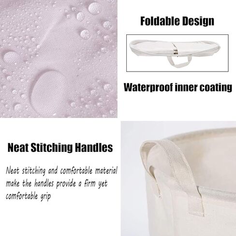 سلال الغسيل CAM2 مقاس 22 بوصة × 16 بوصة قابلة للطي من القطن والكتان المقاوم للماء وقابلة للطي وسلال تنظيم منزلية بمقابض (اليوم + دعنا نغسل الملابس) in Kuwait