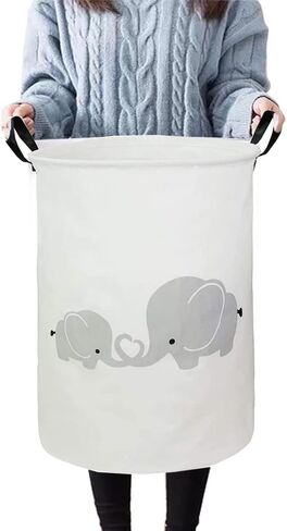 سلال الغسيل CAM2 مقاس 22 بوصة × 16 بوصة قابلة للطي من القطن والكتان المقاوم للماء وقابلة للطي وسلال تنظيم منزلية بمقابض (اليوم + دعنا نغسل الملابس) in Kuwait