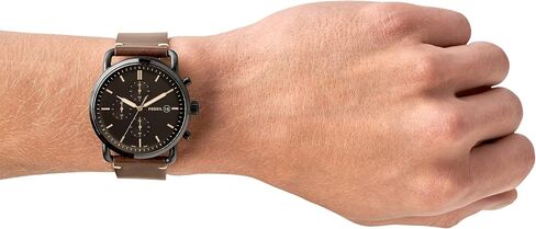 Fossil Men's Commuter Stainless Steel and Leather Casual Quartz Watch in Saudi Arabia