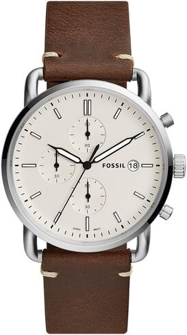 Fossil Men's Commuter Stainless Steel and Leather Casual Quartz Watch in Saudi Arabia