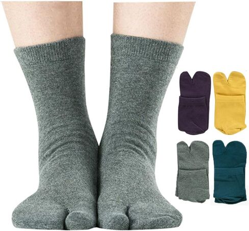 UBUMO Men's Flip Flop Socks Tabi Split Toe Geta Wicking Cotton Pack of 4 in Saudi Arabia