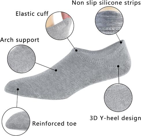 No Show Socks Men 8 Pairs Cotton Low Cut Socks Casual Breathable Non Slip Invisible Socks 6-9/9-12/12-14 in Kuwait
