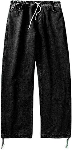 Andongnywell Men Slim Stretch Loose Fitting Straight Jeans Wide Leg Trousers Straight Leg Fashion Denim Pants with Zip in Saudi Arabia