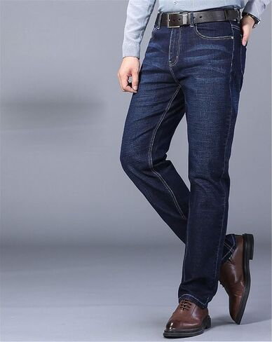 Andongnywell Men's Straight Stretch Motion Denim Pants Thick Stretch high Waist Straight Leg Jeans Trousers in Kuwait