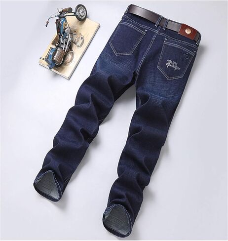 Andongnywell Men's Straight Stretch Motion Denim Pants Thick Stretch high Waist Straight Leg Jeans Trousers in Kuwait