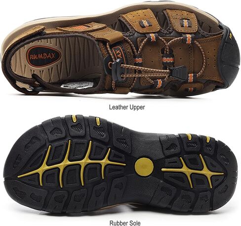 RUMDAX Men's Sport Sandals Outdoor Hiking Sandals Closed Toe Leather Athletic Trail Walking Casual Sandals Water Shoes in Saudi Arabia