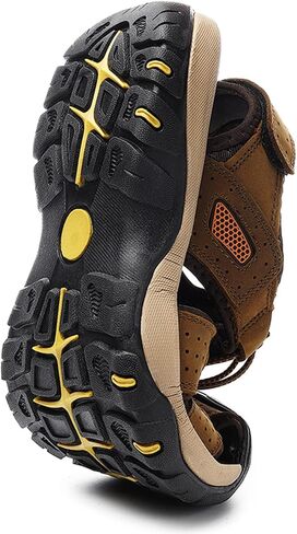 RUMDAX Men's Sport Sandals Outdoor Hiking Sandals Closed Toe Leather Athletic Trail Walking Casual Sandals Water Shoes in Saudi Arabia