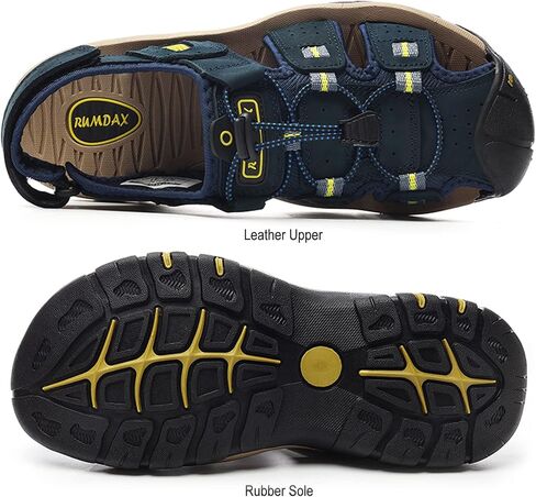 RUMDAX Men's Sport Sandals Outdoor Hiking Sandals Closed Toe Leather Athletic Trail Walking Casual Sandals Water Shoes in Saudi Arabia