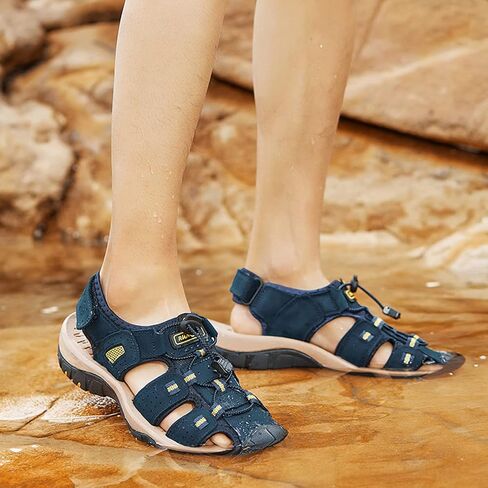 RUMDAX Men's Sport Sandals Outdoor Hiking Sandals Closed Toe Leather Athletic Trail Walking Casual Sandals Water Shoes in Saudi Arabia