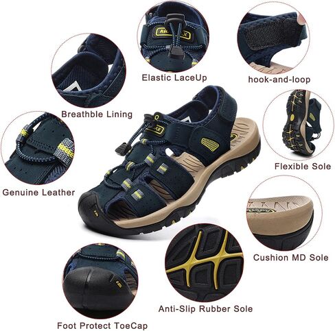 RUMDAX Men's Sport Sandals Outdoor Hiking Sandals Closed Toe Leather Athletic Trail Walking Casual Sandals Water Shoes in Saudi Arabia