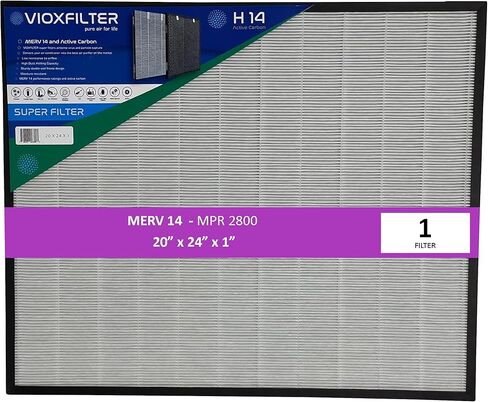 Vioxfilter H14AF20201 عبوة من 1 فلتر هواء فرن تيار متردد MERV 14 مطوي 20x20x1 مع الكربون النشط؛ مقاومة منخفضة لتدفق الهواء. تحويل مكيف الهواء الخاص بك إلى جهاز لتنقية الهواء in Saudi Arabia