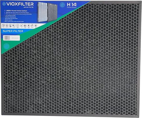 Vioxfilter H14AF20201 عبوة من 1 فلتر هواء فرن تيار متردد MERV 14 مطوي 20x20x1 مع الكربون النشط؛ مقاومة منخفضة لتدفق الهواء. تحويل مكيف الهواء الخاص بك إلى جهاز لتنقية الهواء in Saudi Arabia