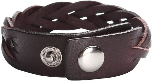 CCBFY Genuine Leather Bracelet Braided Sporty Wide Wristband Punk Jewelry for Men Women in Kuwait
