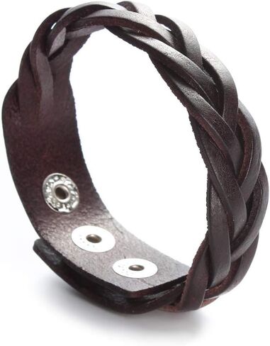 CCBFY Genuine Leather Bracelet Braided Sporty Wide Wristband Punk Jewelry for Men Women in Kuwait