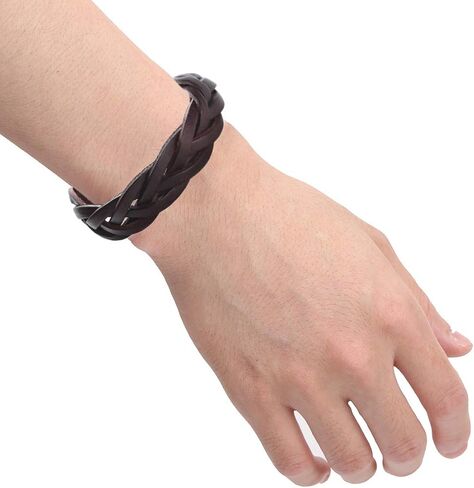 CCBFY Genuine Leather Bracelet Braided Sporty Wide Wristband Punk Jewelry for Men Women in Kuwait