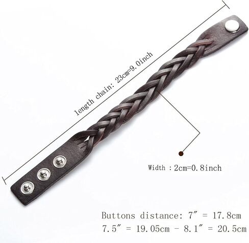 CCBFY Genuine Leather Bracelet Braided Sporty Wide Wristband Punk Jewelry for Men Women in Kuwait