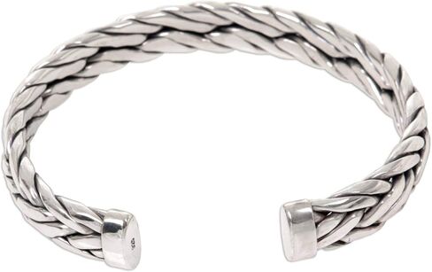 NOVICA Men's Modern Woven .925 Sterling Silver Cuff Bracelet 'Flowing Water' in Saudi Arabia