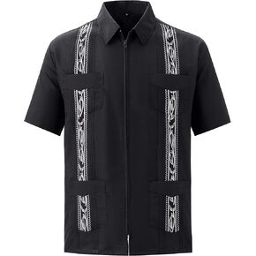 قمصان رجالي عادية من EUMAYA قمصان Guayabera بأكمام قصيرة وسحاب كوبي على طراز المكسيك in Kuwait