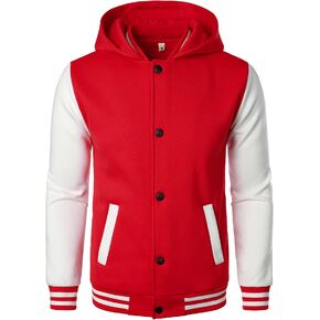 HOOD CREW Mens Casual Sports Varsity Jacket Fashion Hooded Letterman Jackets