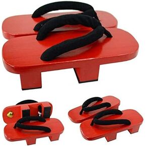 Anime Jiraiya Cosplay Red Shoes High Heel Geta Clogs Shoes Boots Slippers Sandals Props in Kuwait